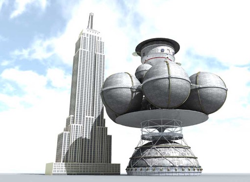 Daedalus probe next to the Empire State Building for scale.